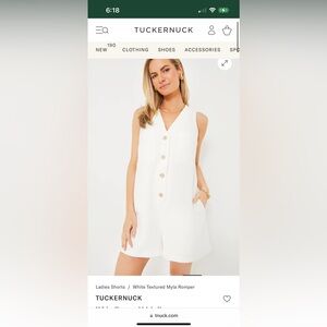 White Textured Myla Romper. NWT.